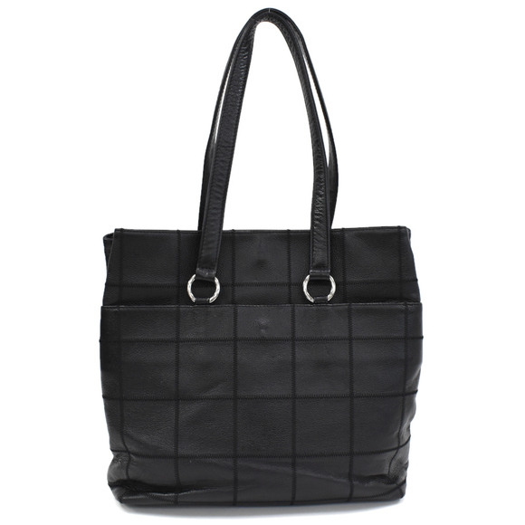 Chanel Chocolate Bar Large Tote Shoulder Bag Caviar Skin Leather Black - Picture 3 of 8